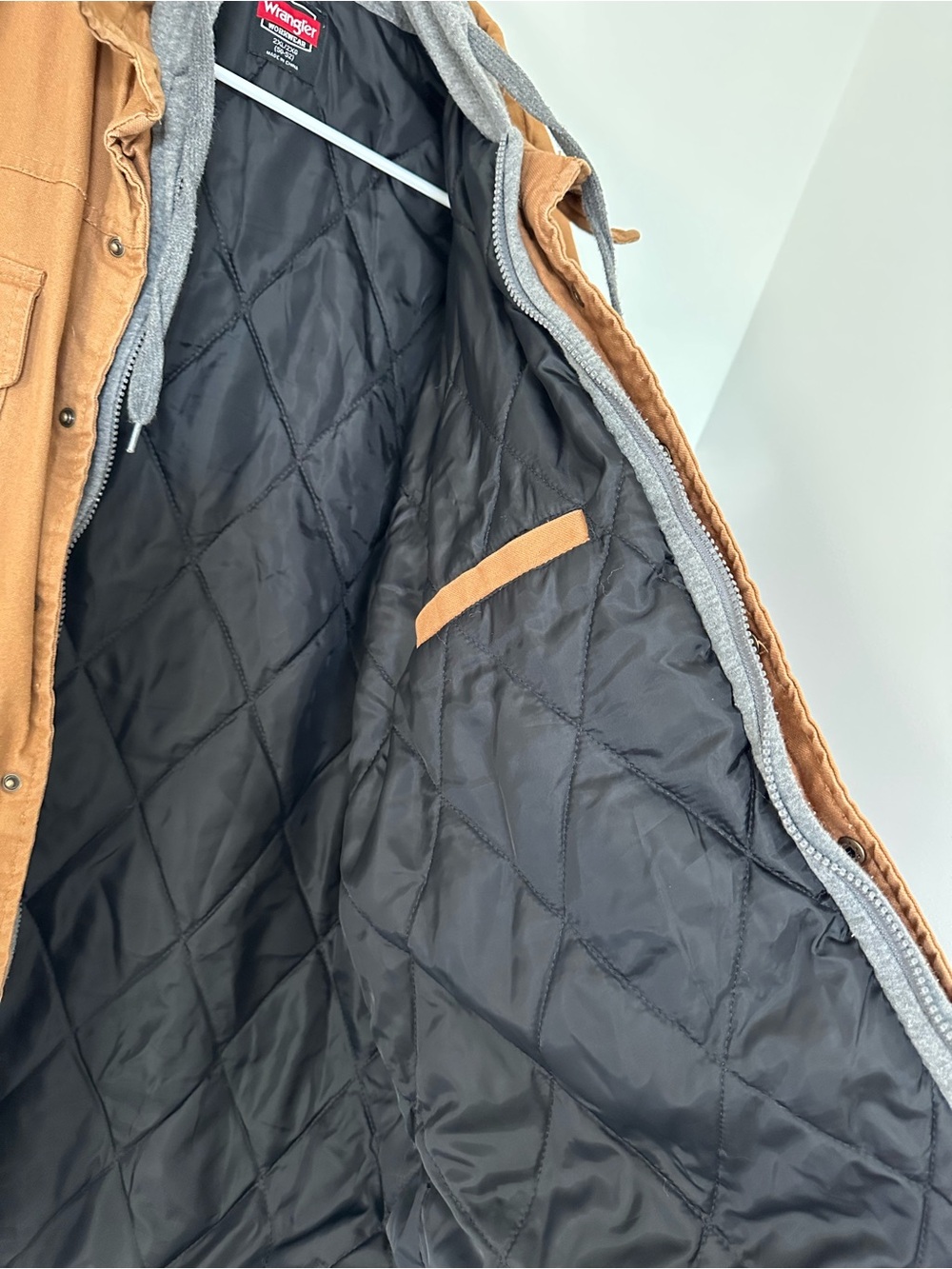 Wrangler Workwear Men’s 2XL Canvas Shirt Jacket | Hooded Brown Duck Work Coat - Picture 7 of 10